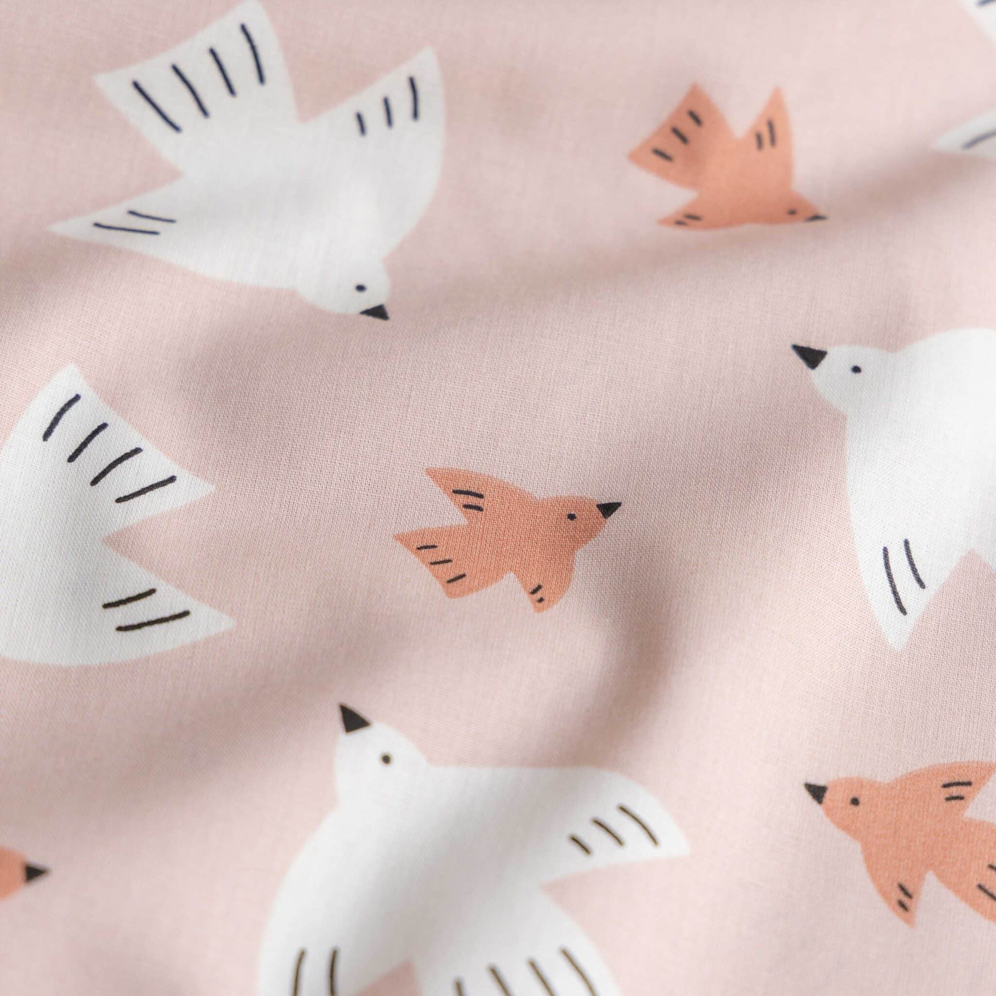 Poplin vogels lichtroze