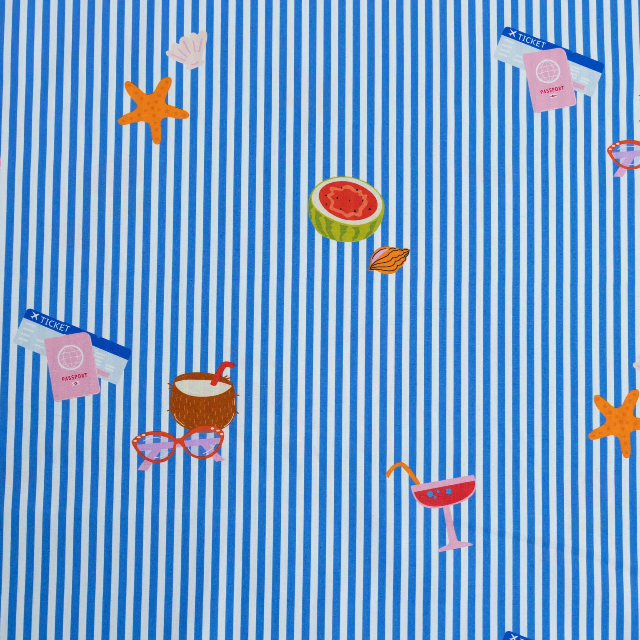 Poplin zomer strepen blauw