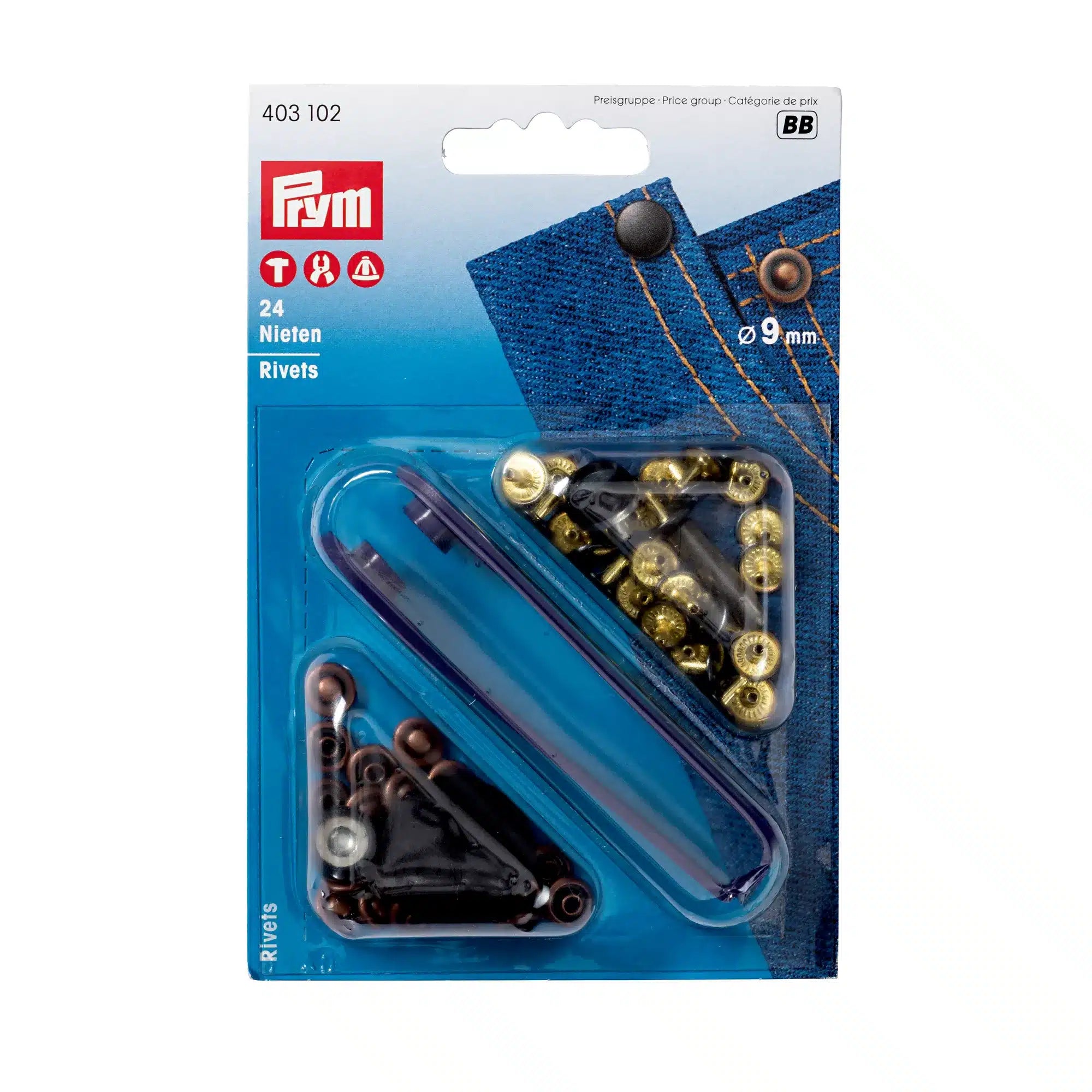 Prym - Rivet/nieten - 9MM - brons/zwart