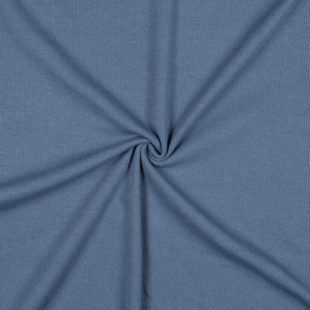 Rib jersey jeansblauw