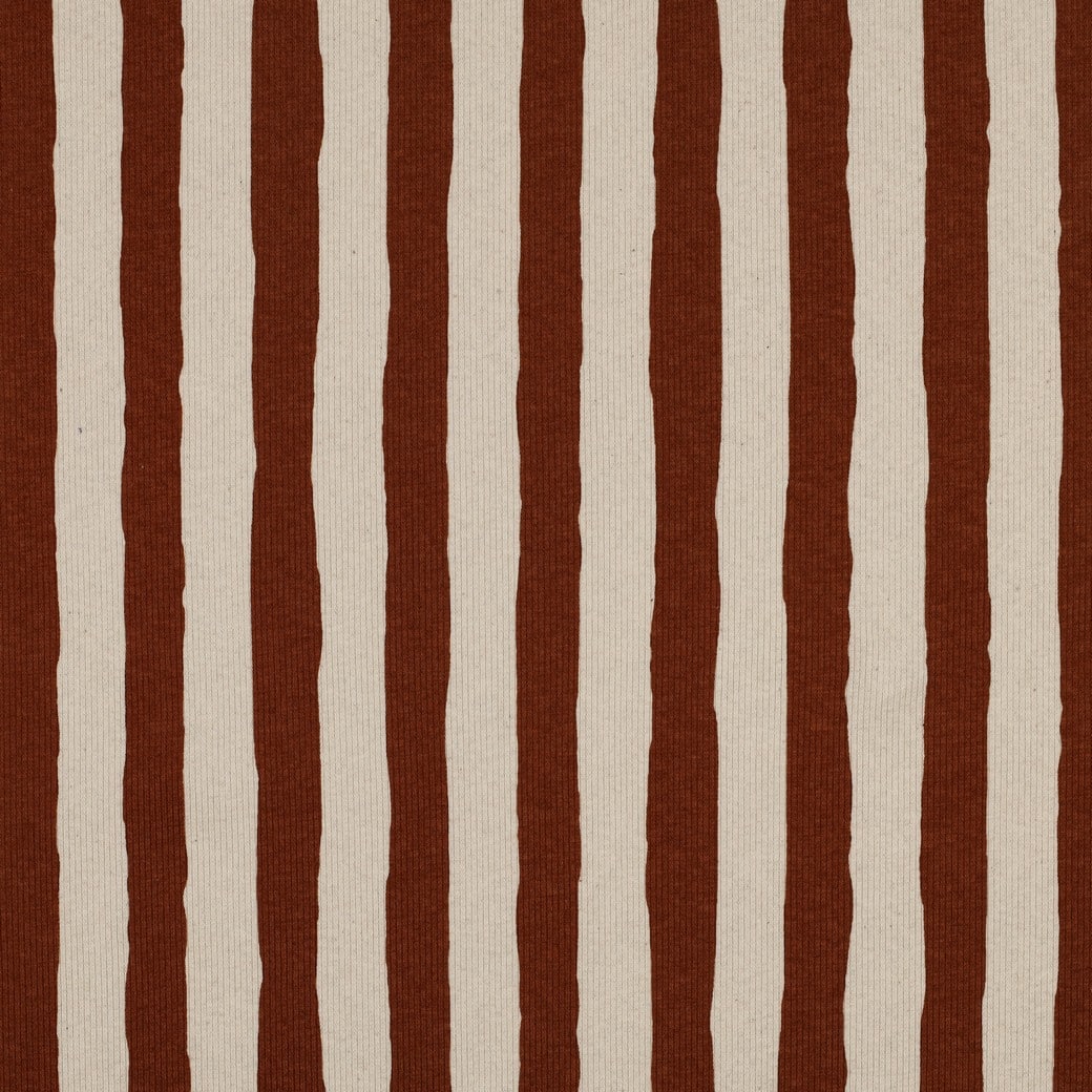 Rib jersey organic strepen bruin/naturel