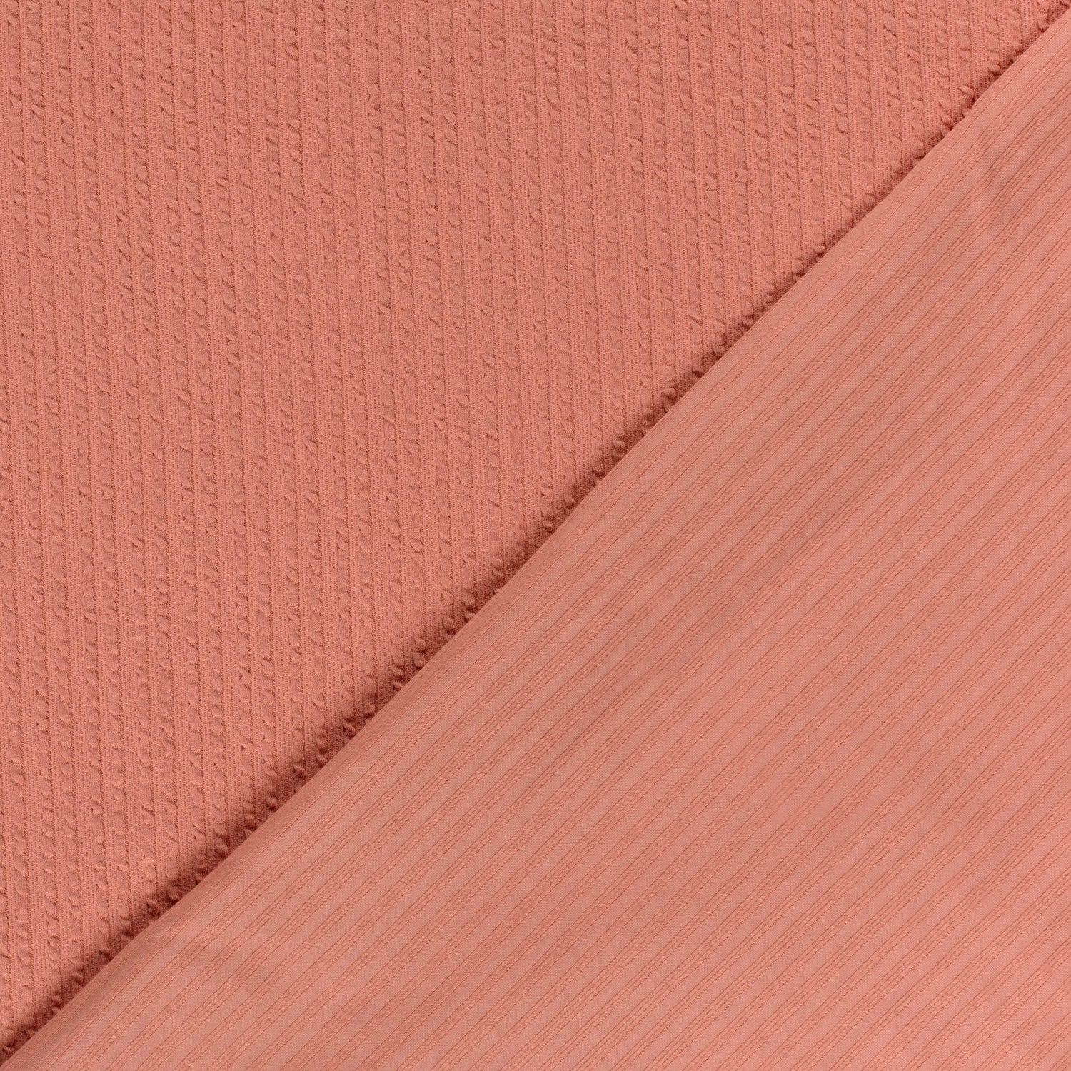Rib jersey ruffle jacquard koraal