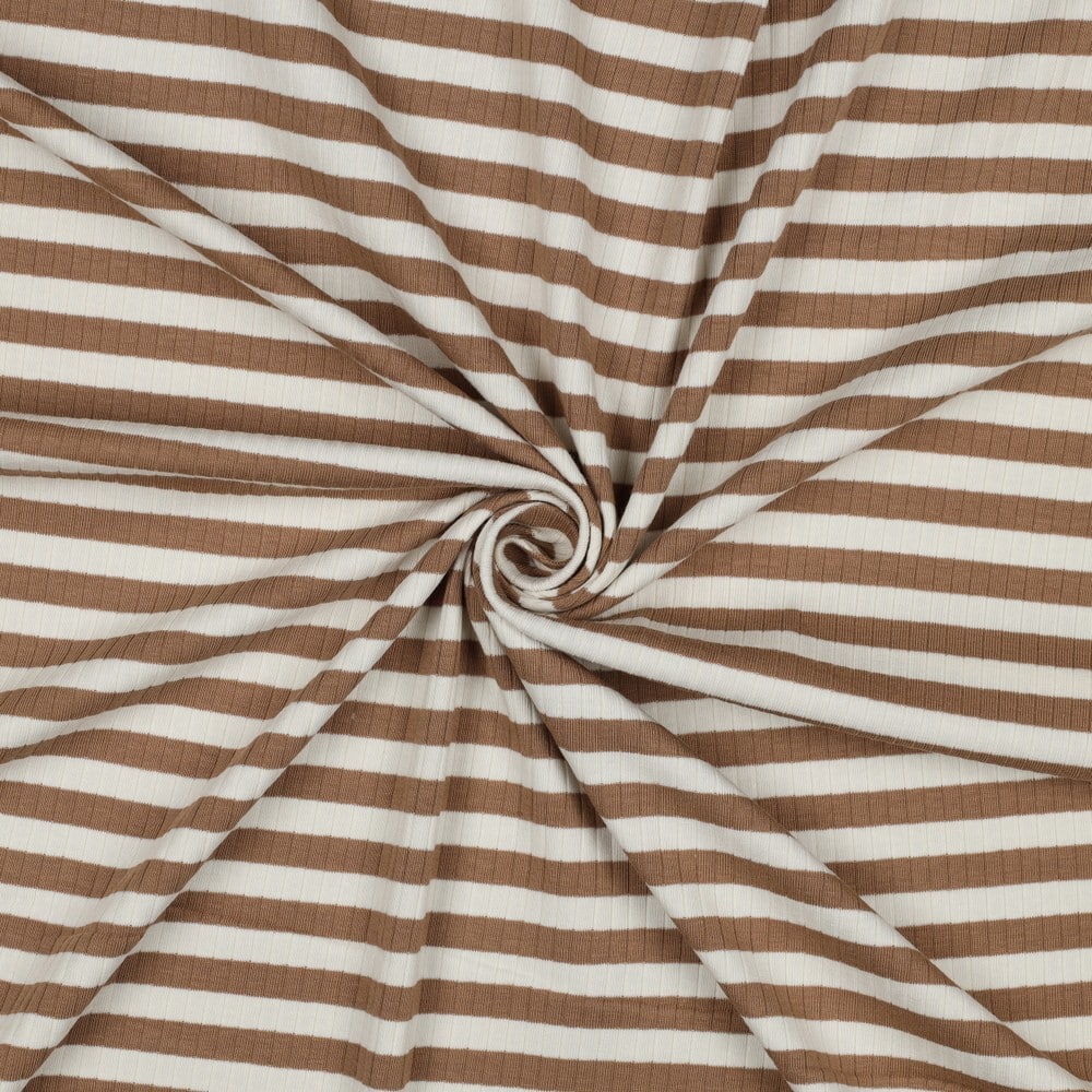 Rib jersey yarn dyed strepen cinnamon
