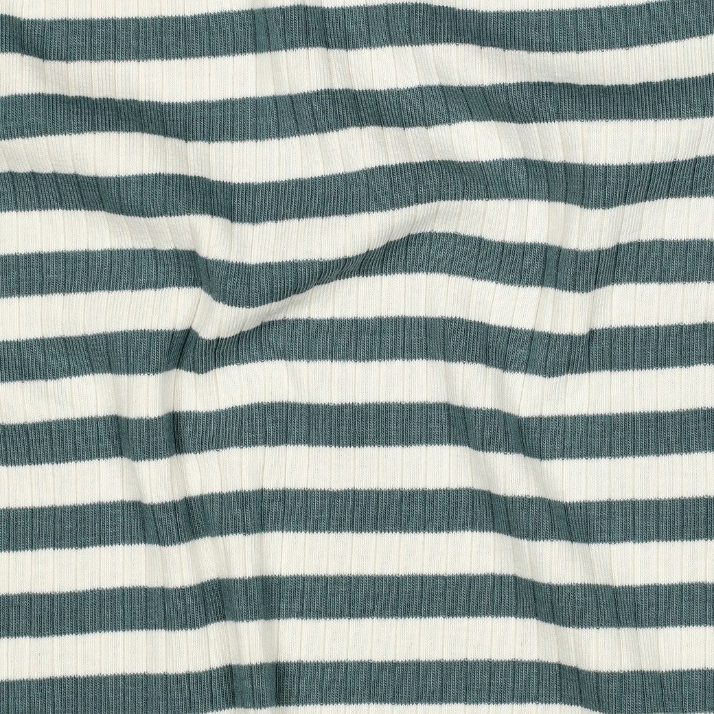 Rib jersey yarn dyed strepen petrol