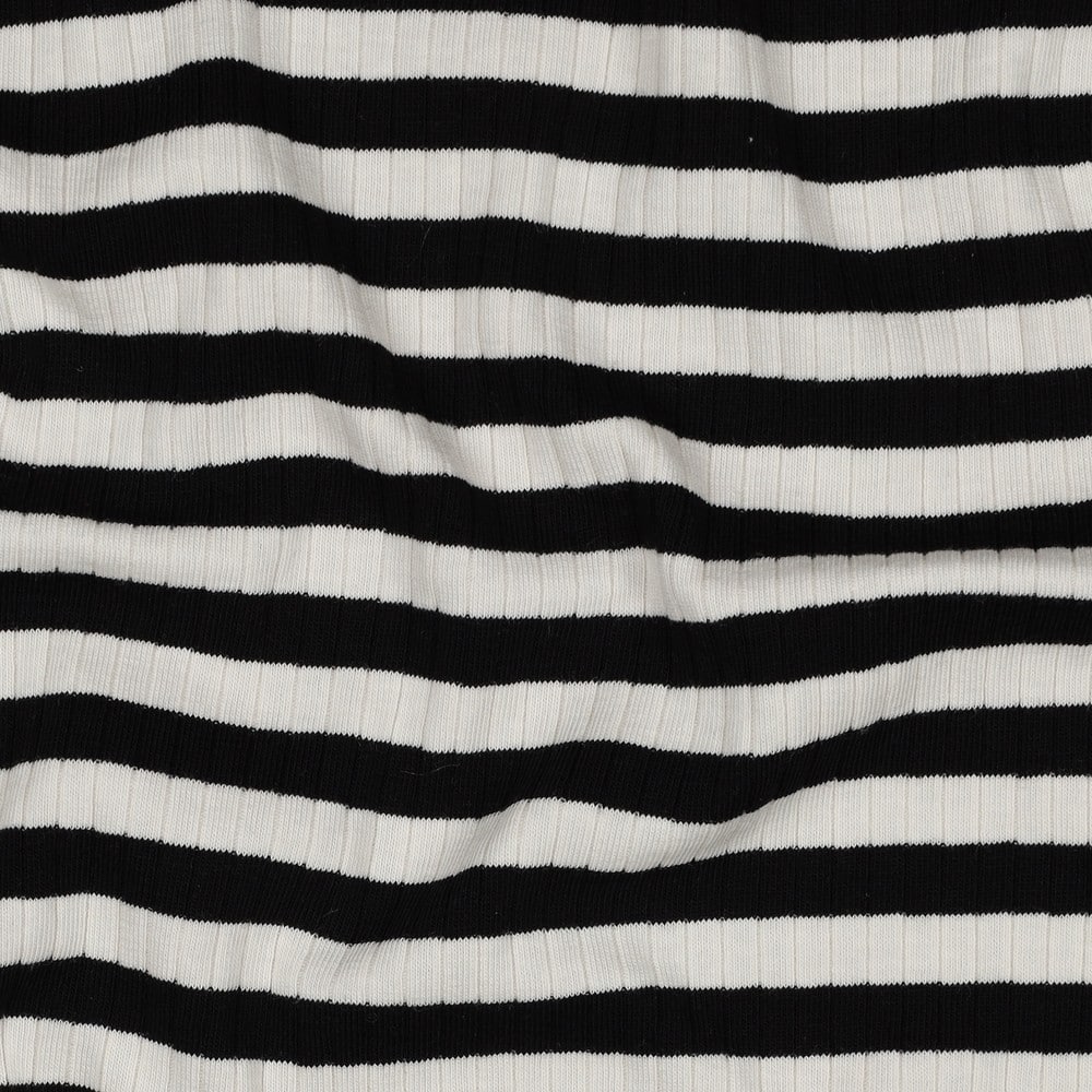 Rib jersey yarn dyed strepen zwart