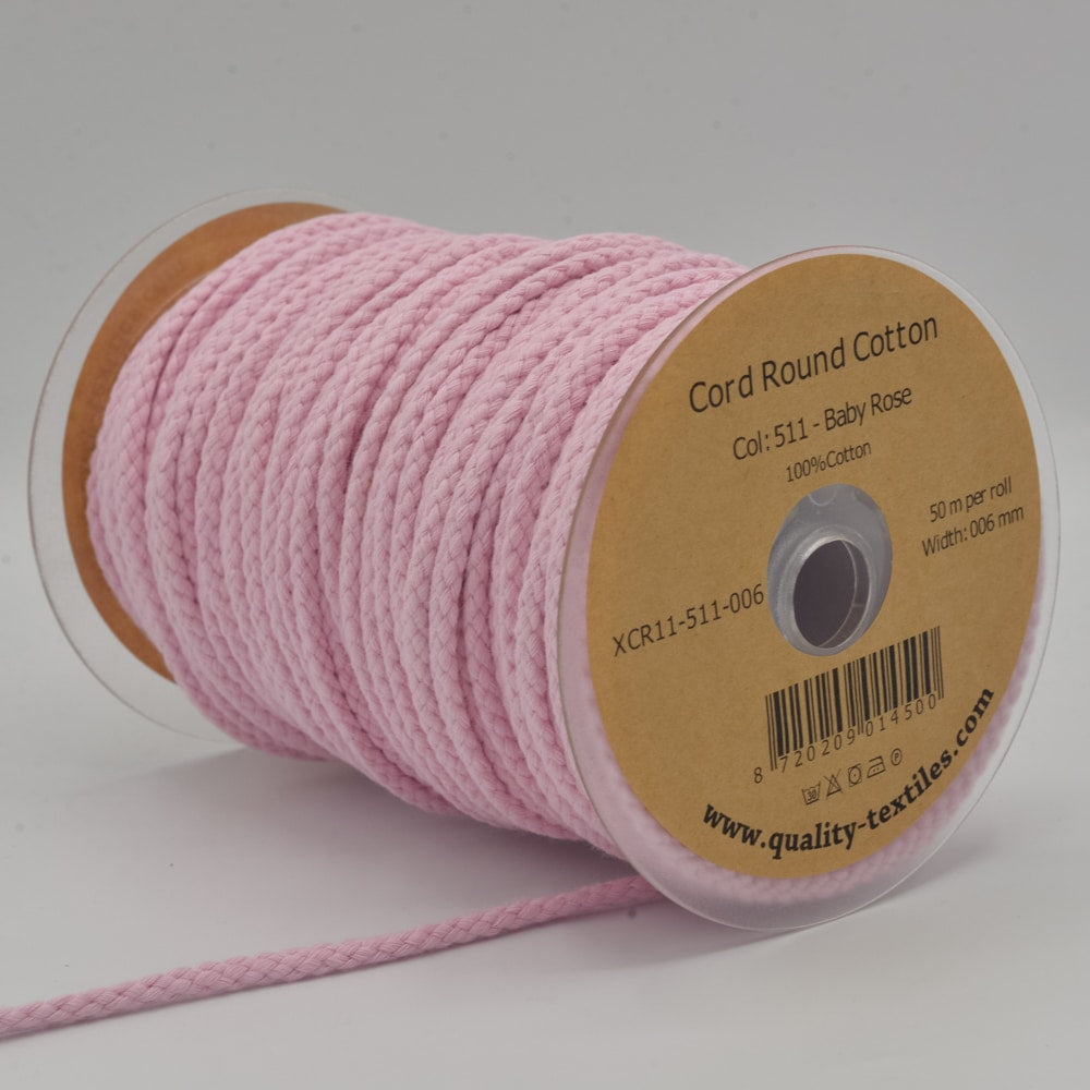 Rond koord babyroze