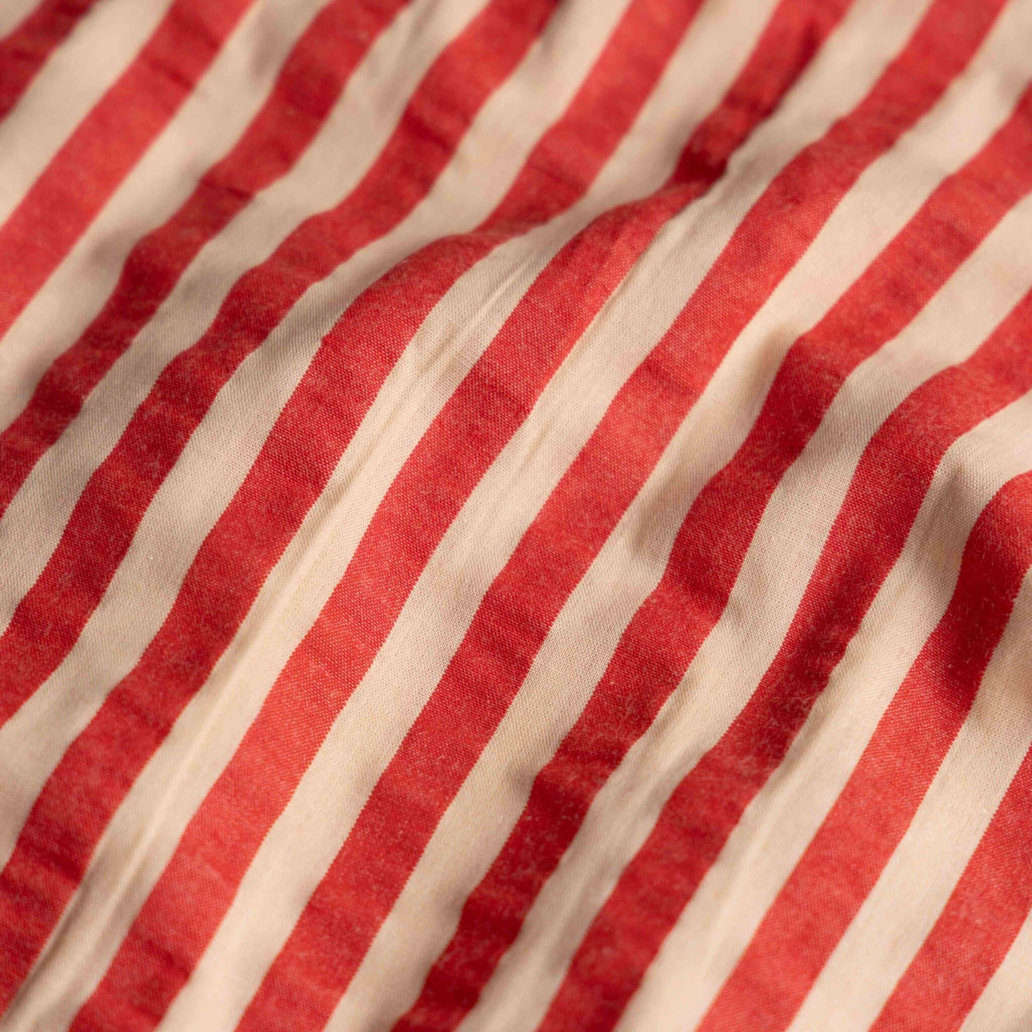 Seersucker strepen apricot/cherry