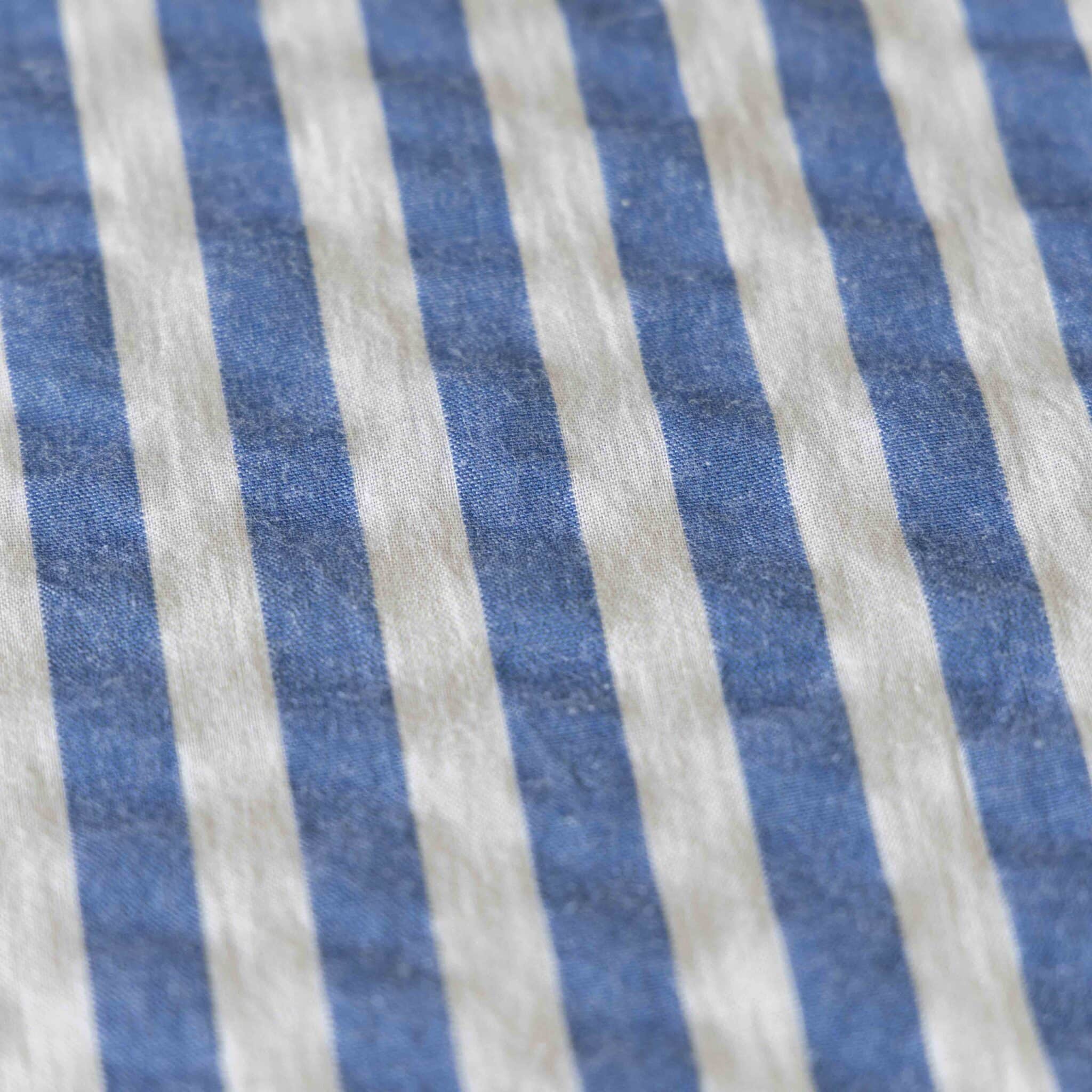 Seersucker strepen blauw/offwhite