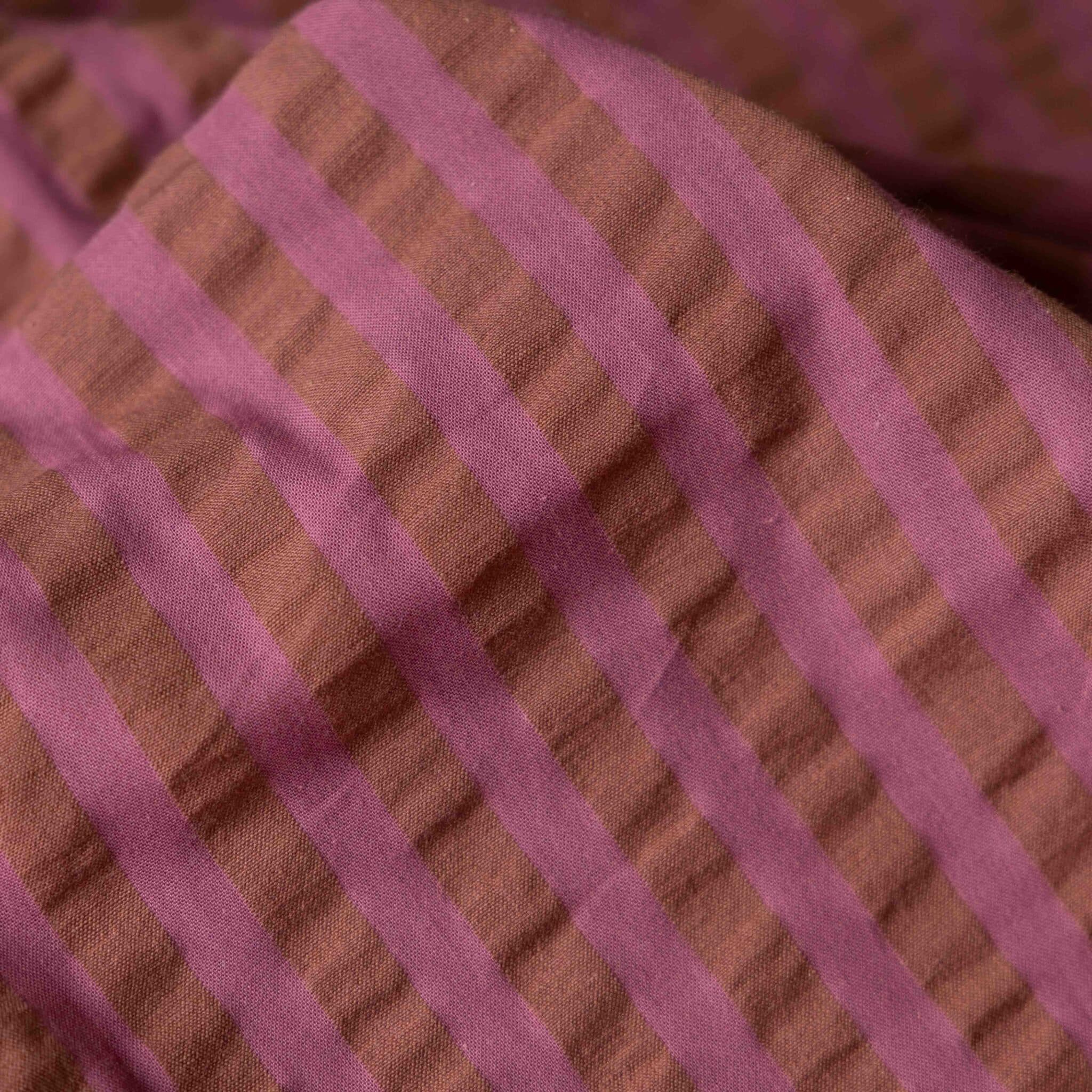 Seersucker strepen rosewood/toffee