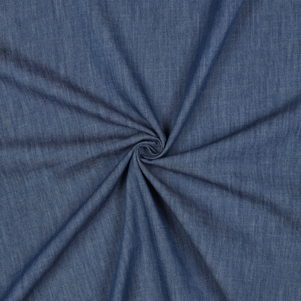 Slub chambray indigo blauw