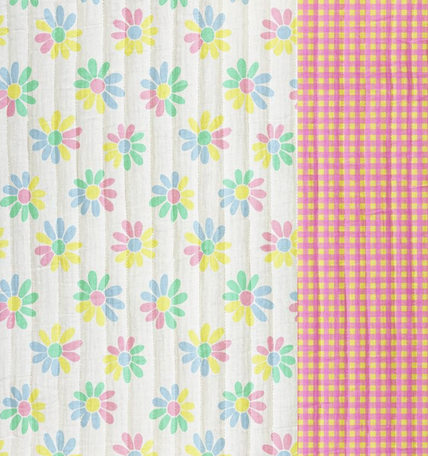 Stepped double gauze bloemen/ruit