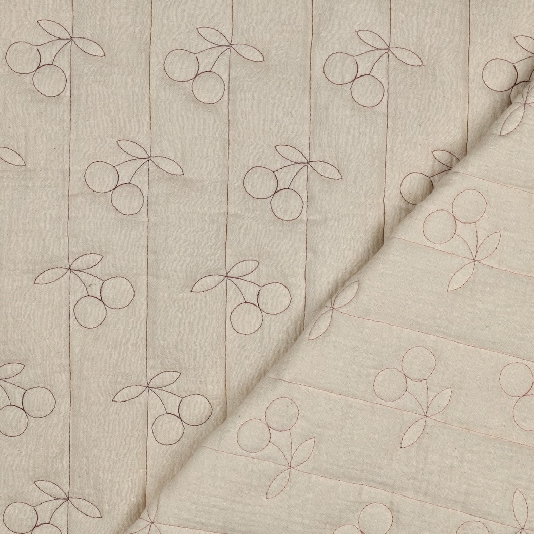 Stepped double gauze kersen naturel