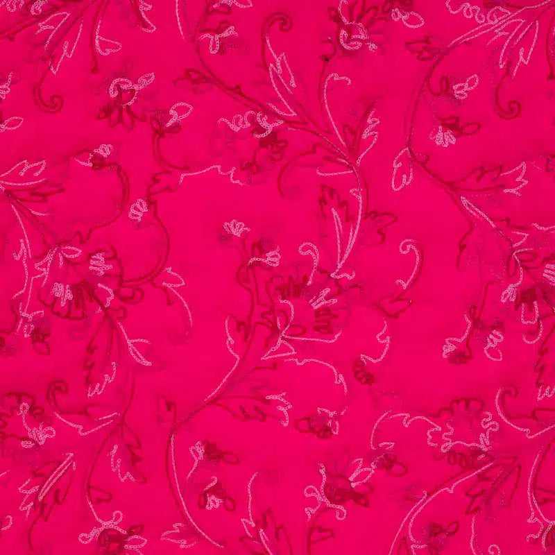 Stepped geborduurde bloemen fuchsia