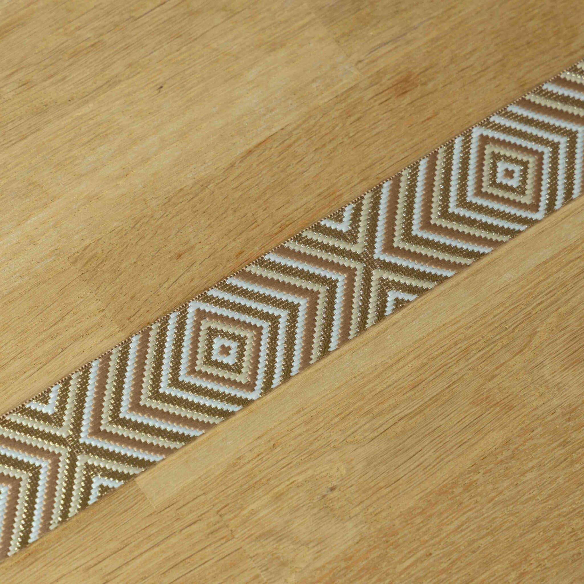 Tassenband zigzag 38mm beige/goud