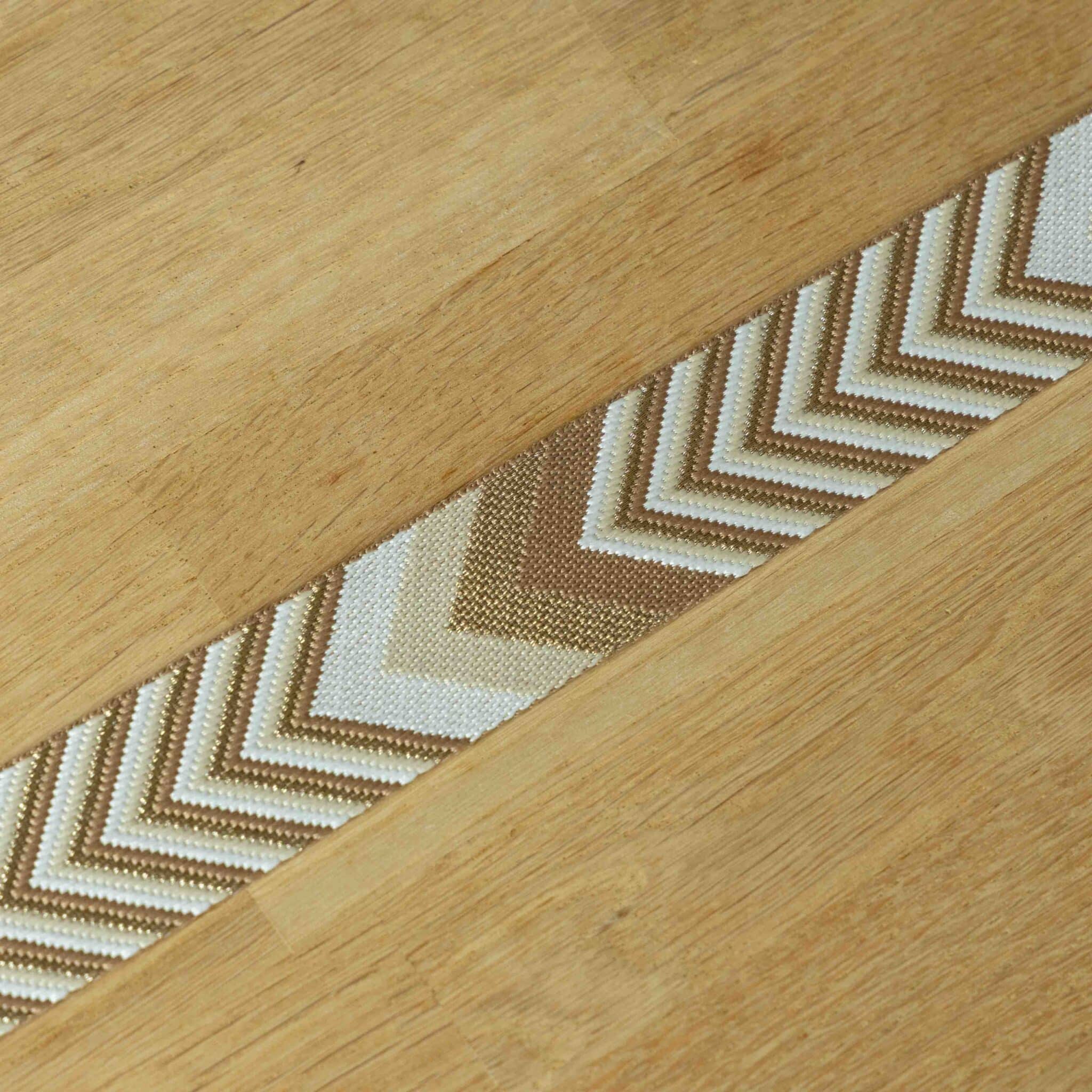 Tassenband zigzag 38mm offwhite/goud