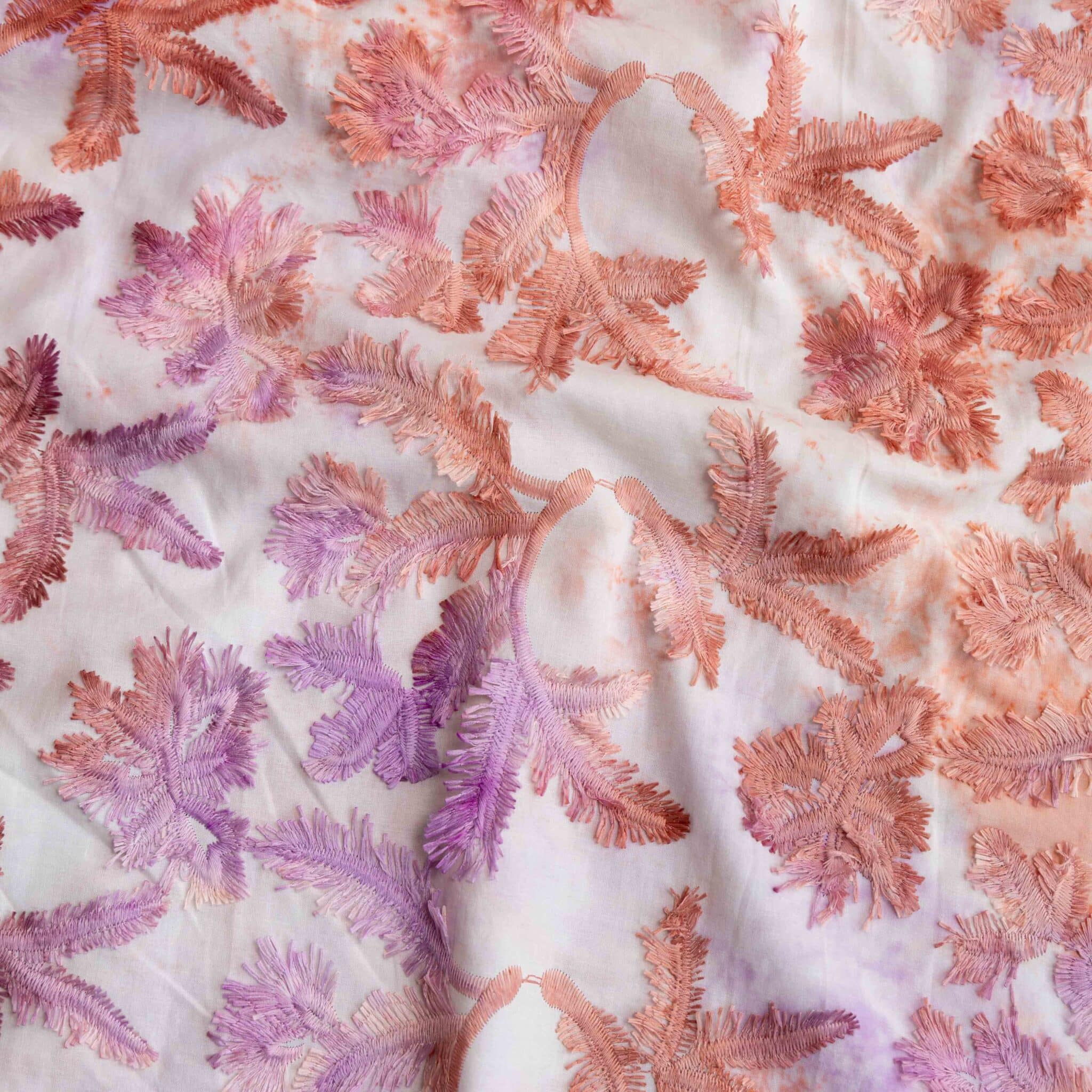 Tie dye ruffle palmbomen perzik