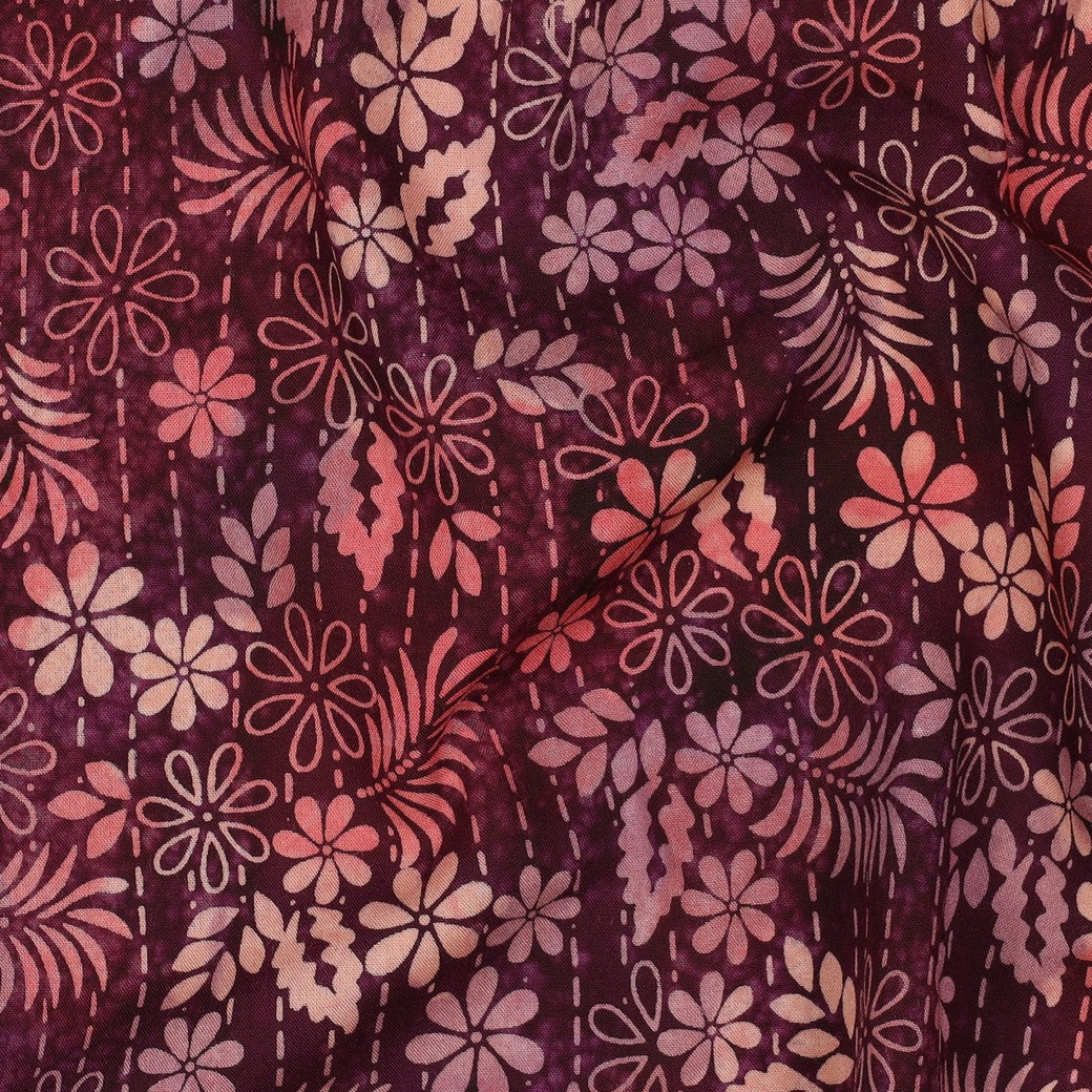 Viscose batik aubergine