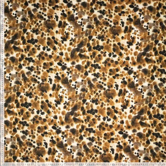 Viscose jacquard dierenprint bruin