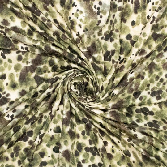 Viscose jacquard dierenprint groen