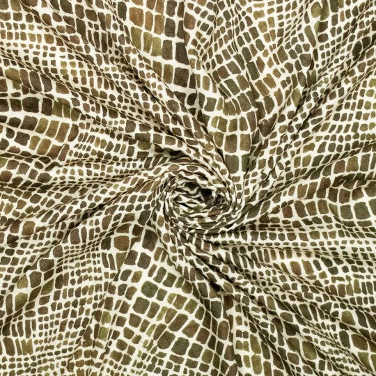 Viscose jacquard slangenprint groen