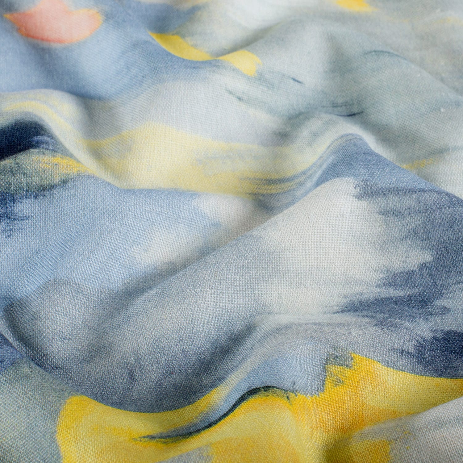 Viscose linnen abstract lichtblauw