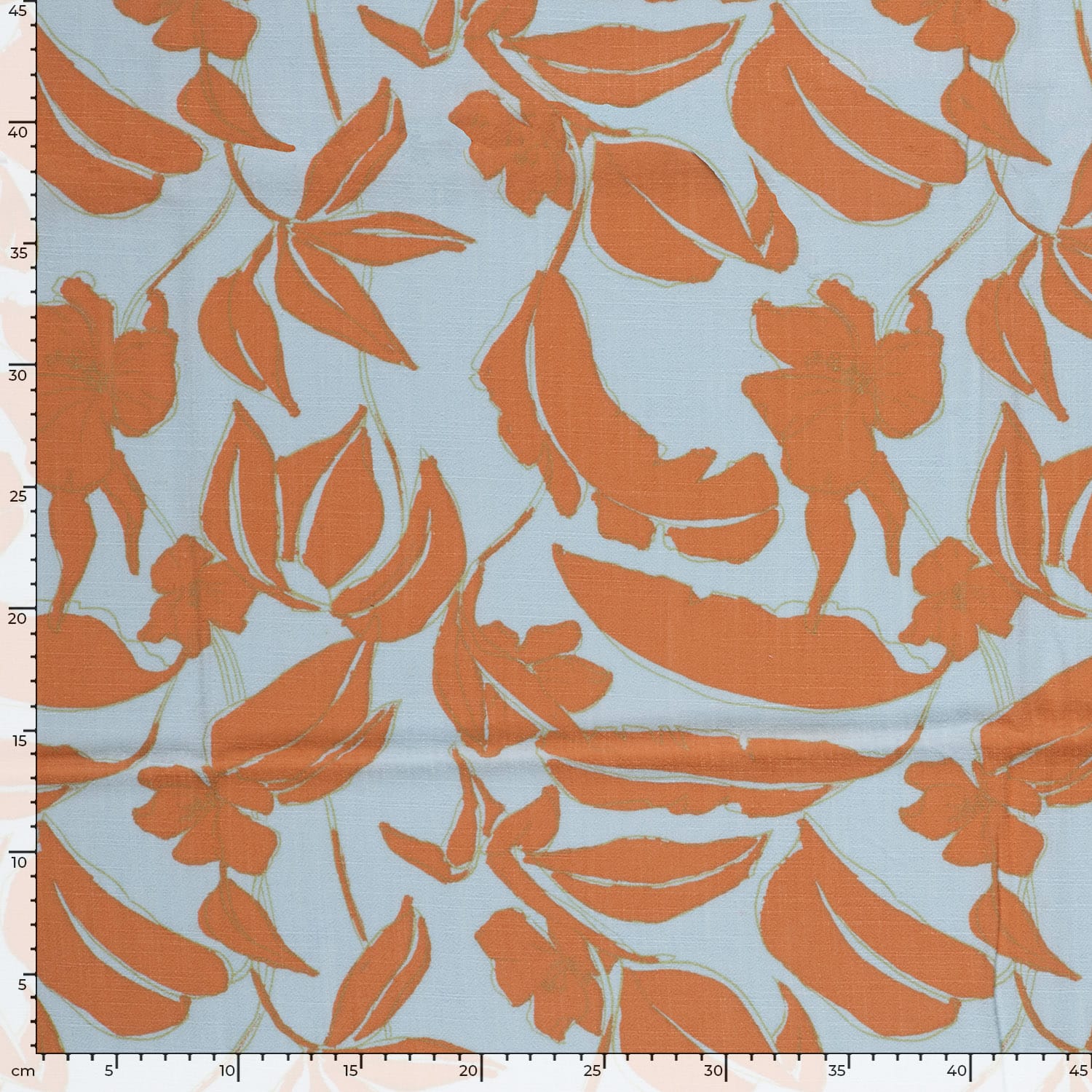 Viscose linnen bloemen lichtblauw