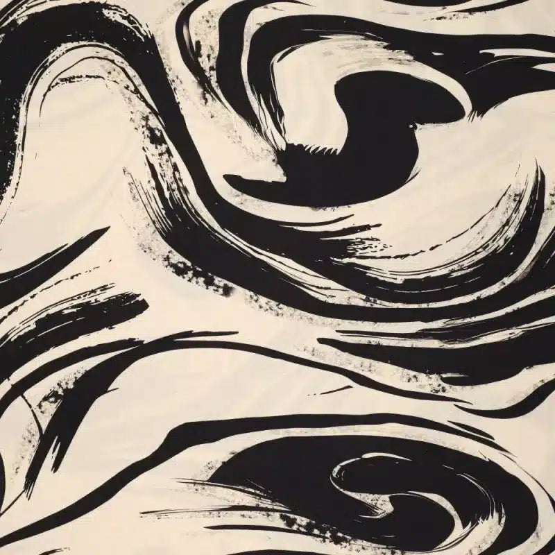 Viscose linnen swirls zwart/ecru