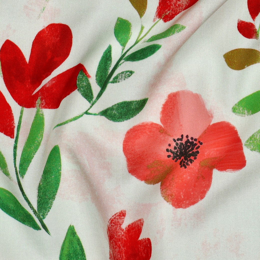 Viscose radiance digitaal rode bloemen