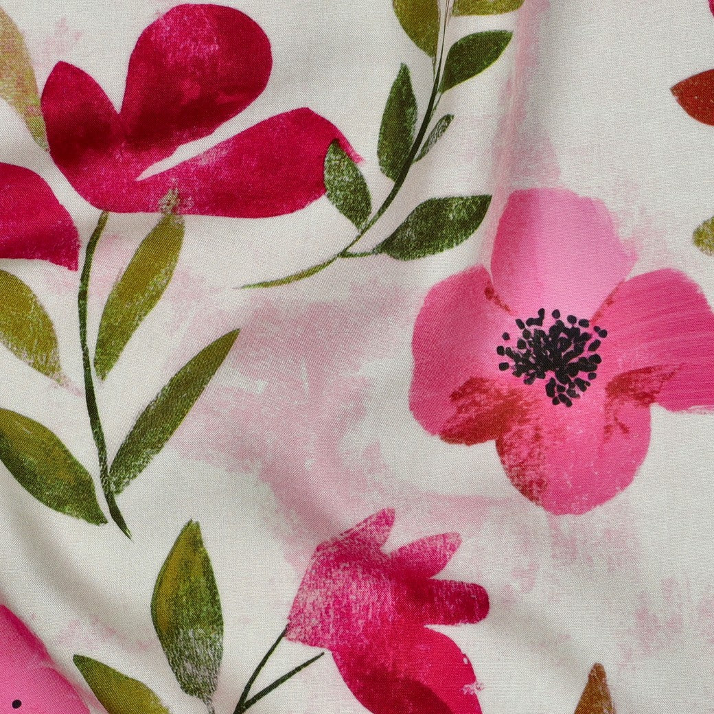 Viscose radiance digitaal roze bloemen