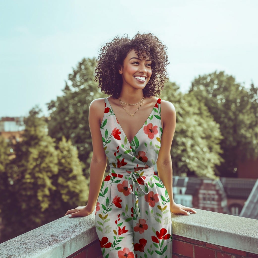Viscose radiance digitaal roze bloemen
