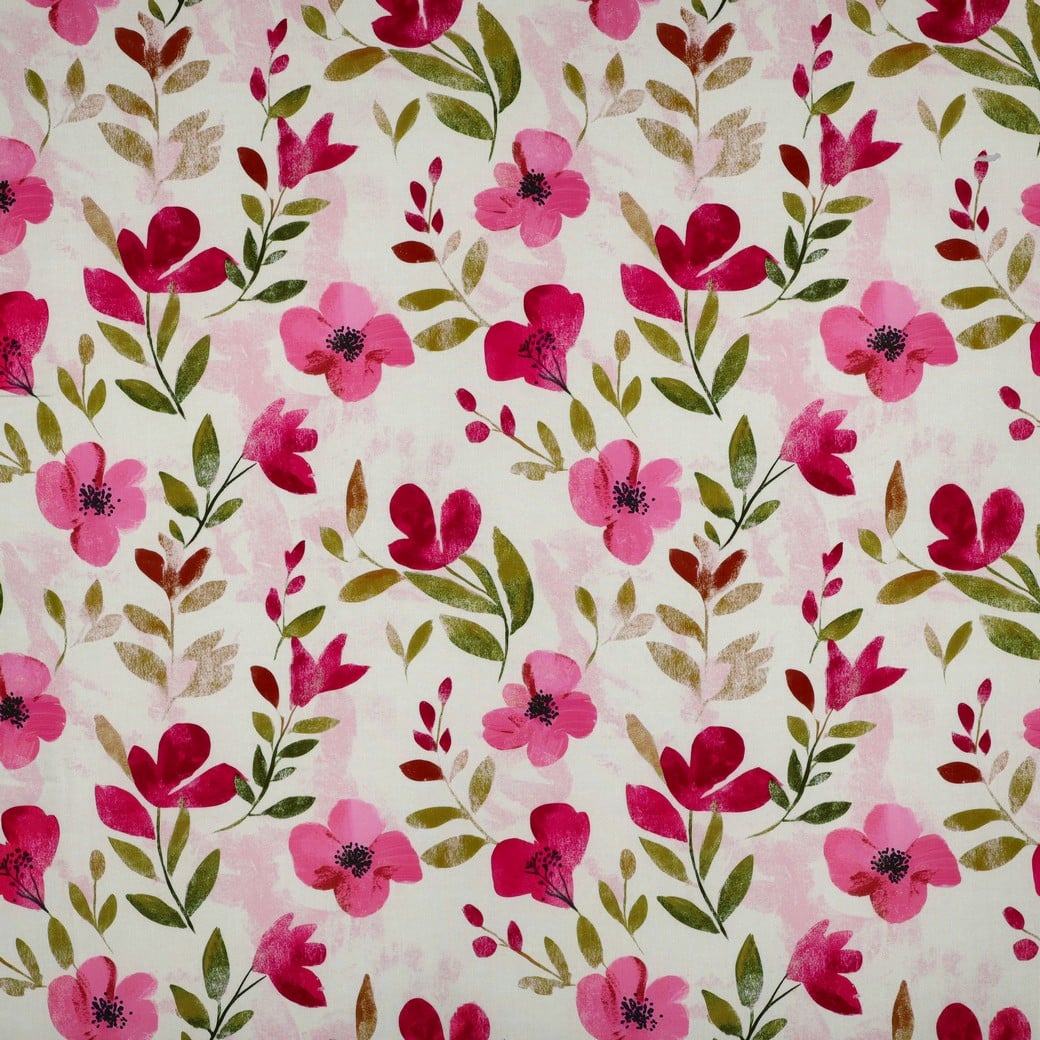 Viscose radiance digitaal roze bloemen
