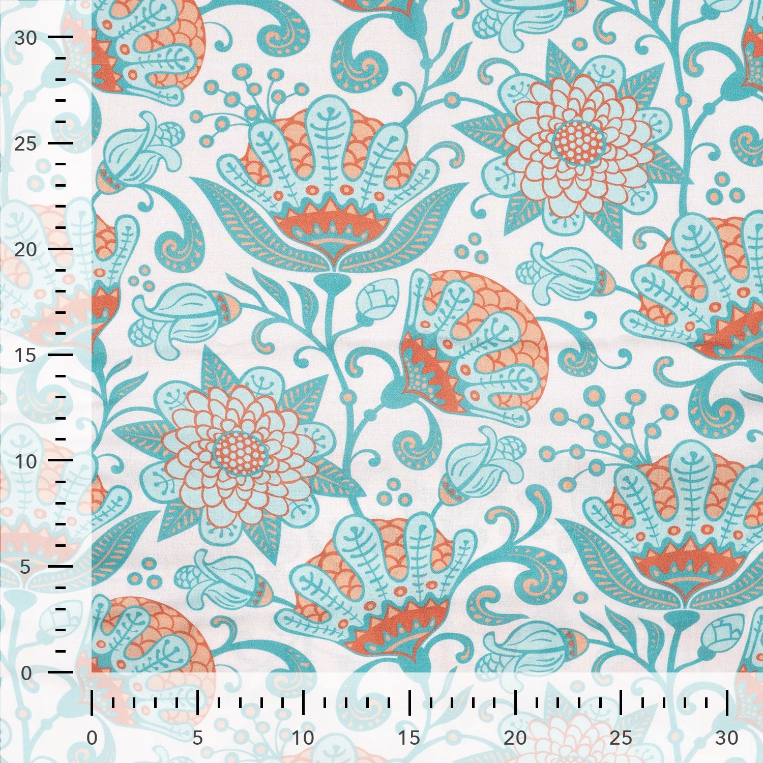 Viscose voile bloemen turquoise