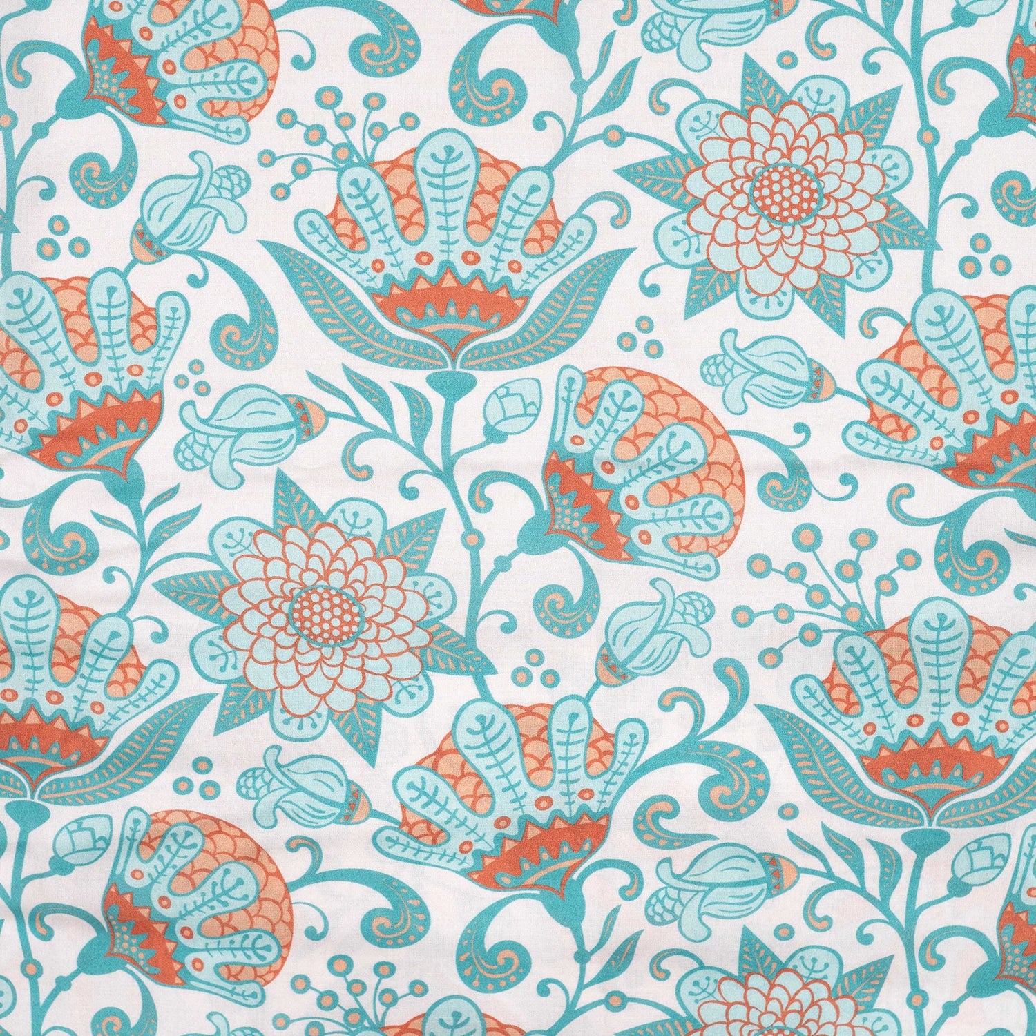 Viscose voile bloemen turquoise