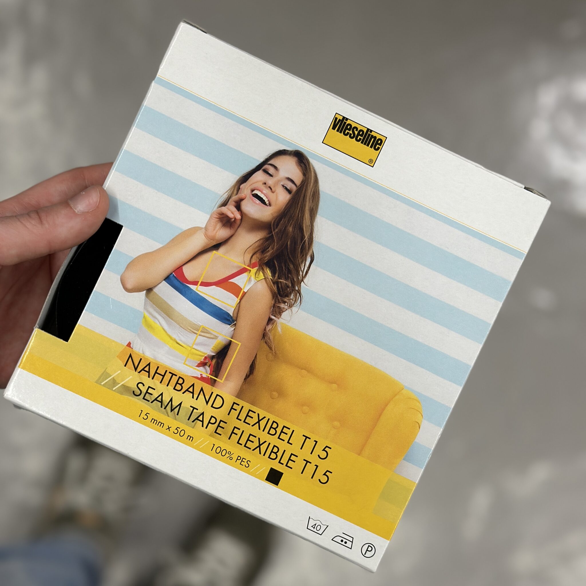 Vlieseline - Flexibel naadband zwart 15mm - 50 meter