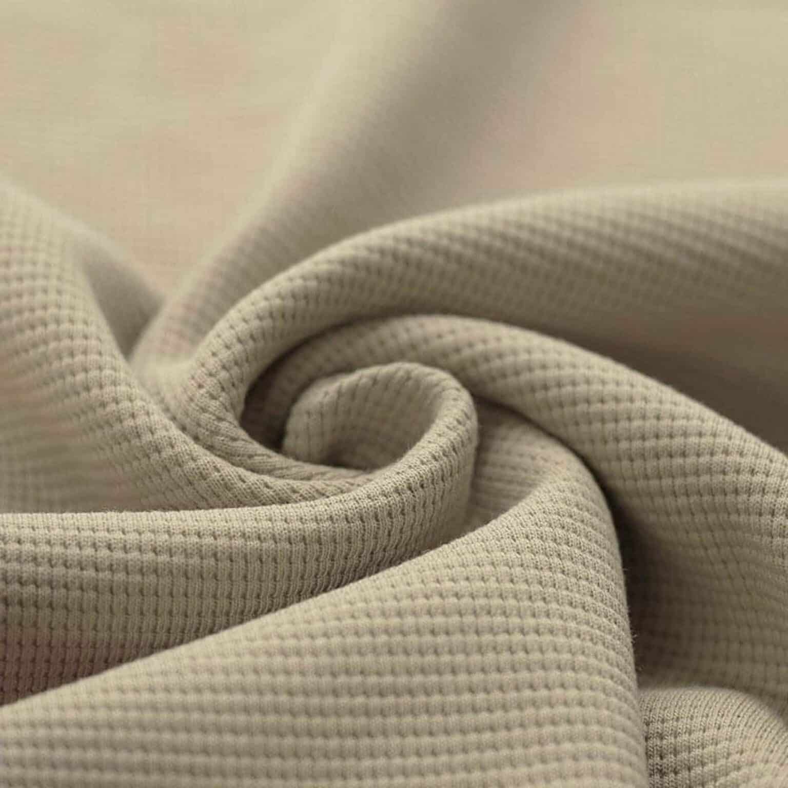 Wafel knit jersey donker beige