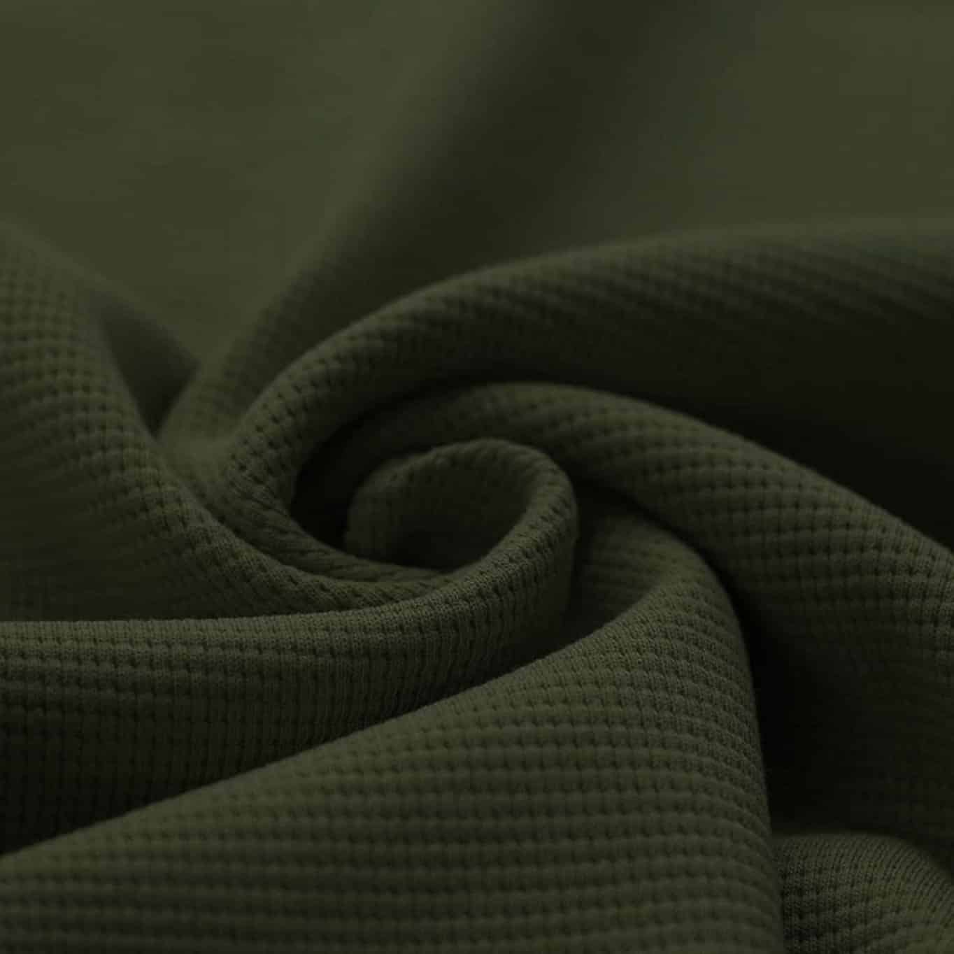 Wafel knit jersey legergroen