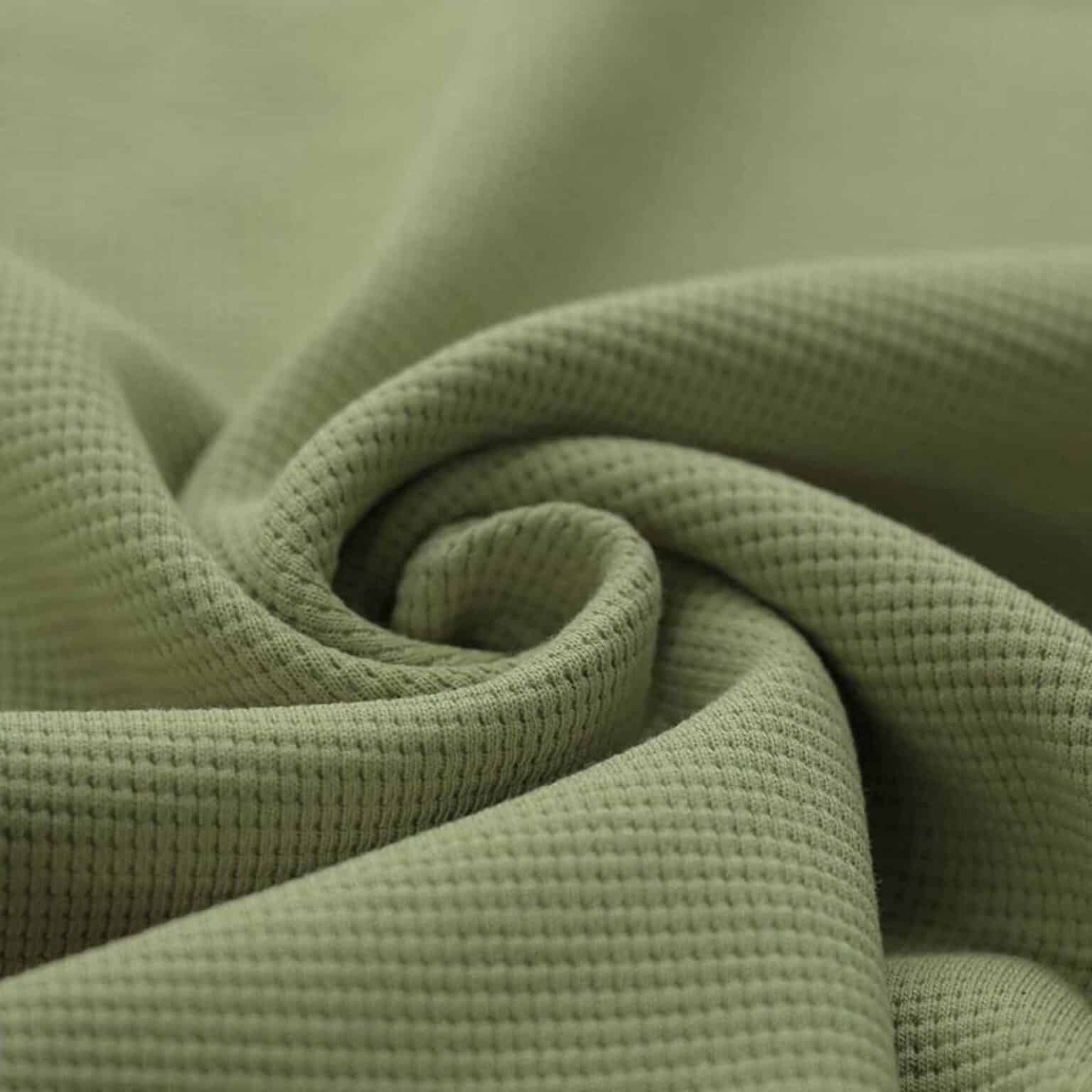 Wafel knit jersey olijfgroen