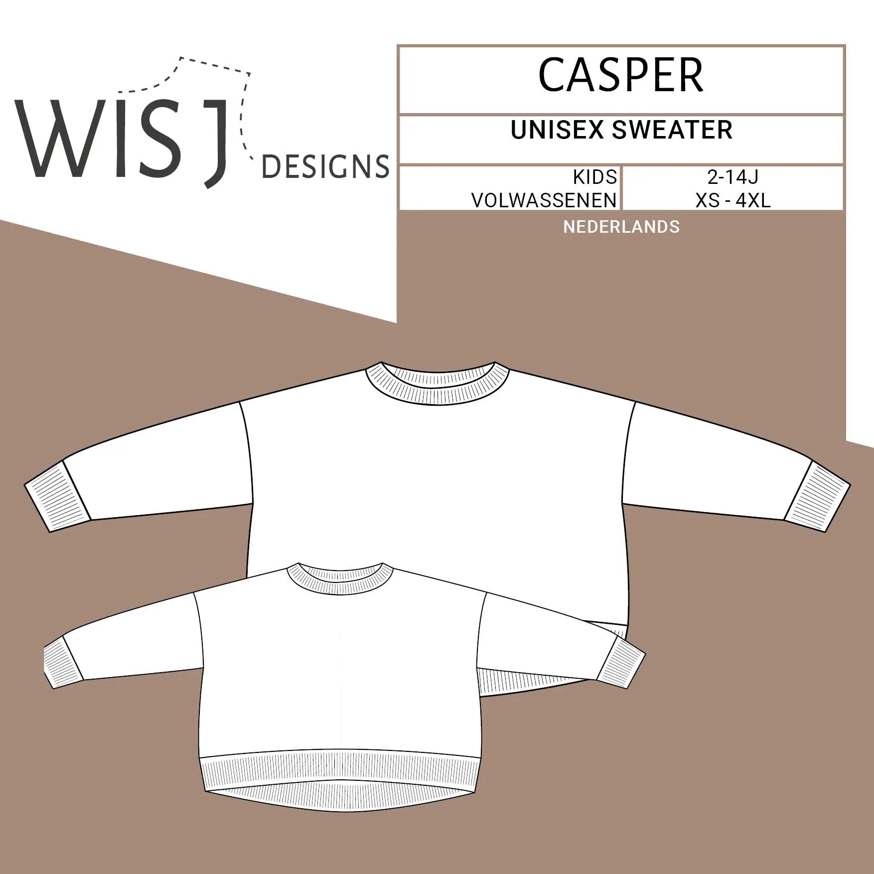 WISJ - Casper sweater kids/volwassenen (papieren patroon) unisex