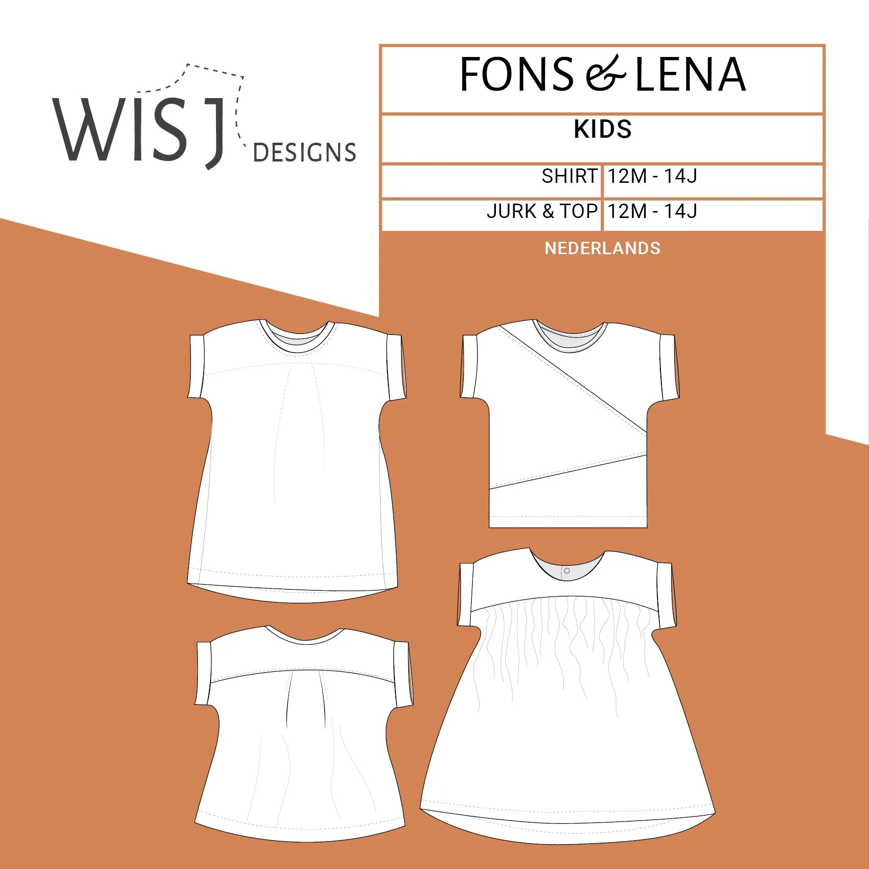 WISJ - Fons shirt &amp; Lena jurk/top kids (papieren patroon)