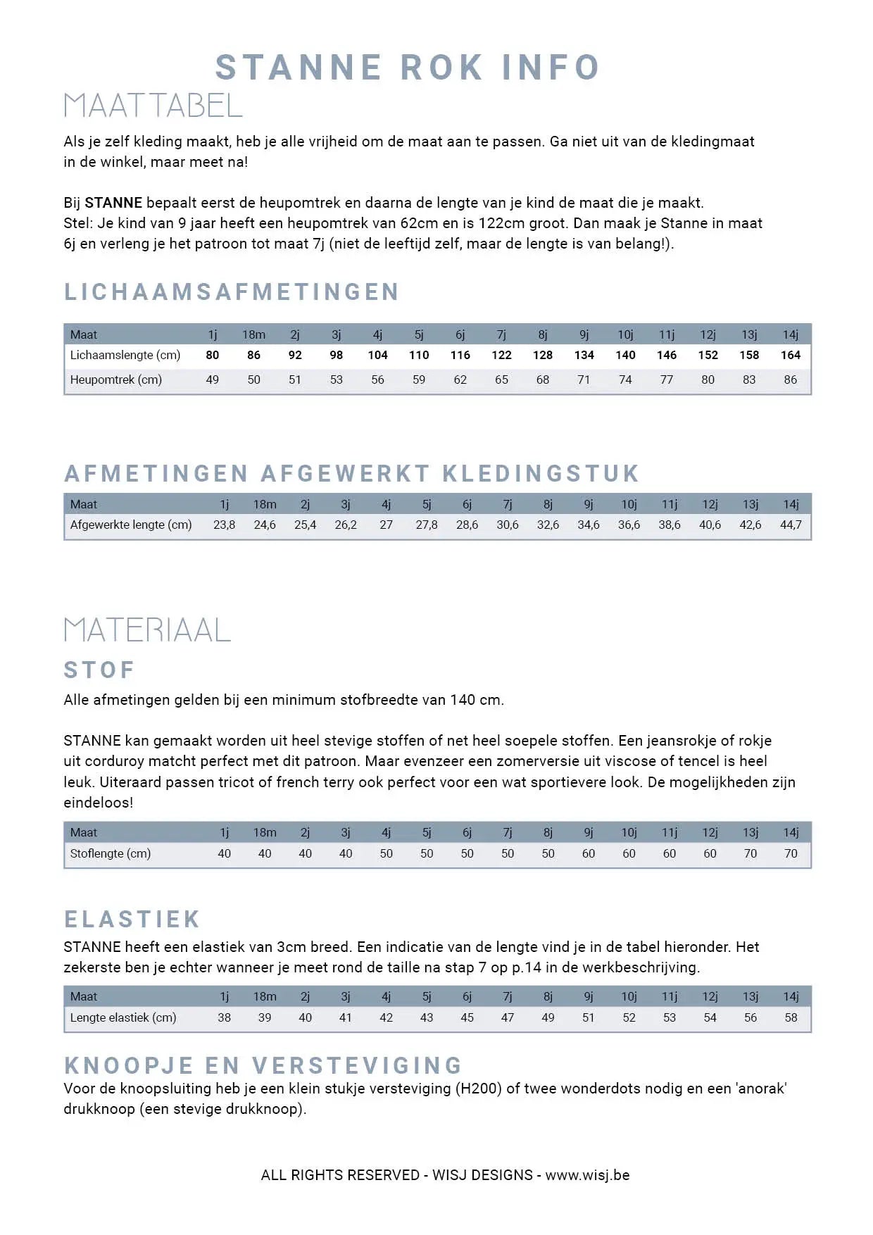 WISJ - Stanne rok kids (papieren patroon)