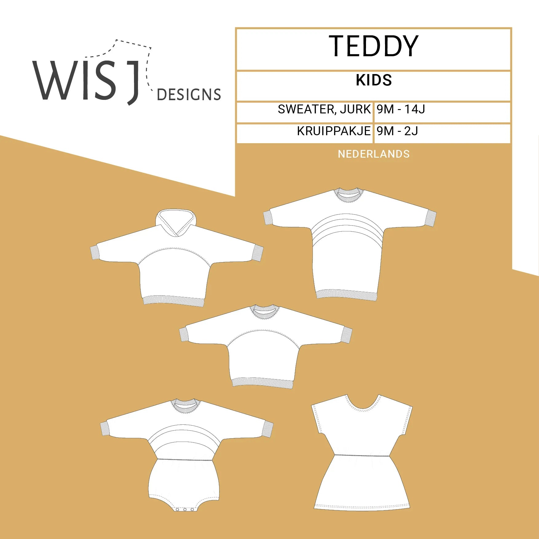WISJ - Teddy sweater/jurk/kruippakje (papieren patroon)