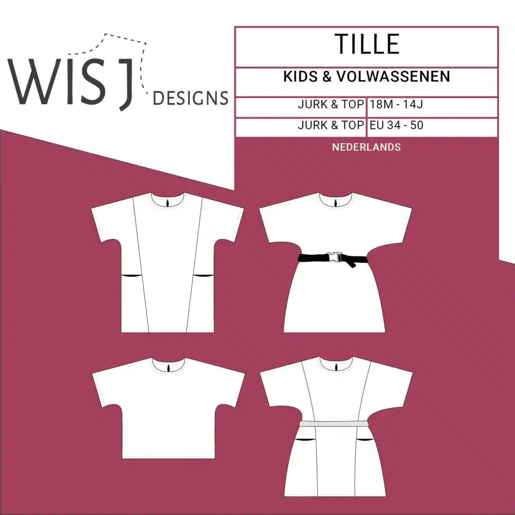 WISJ - Tille top &amp; jurk kids/volwassenen (papieren patroon)