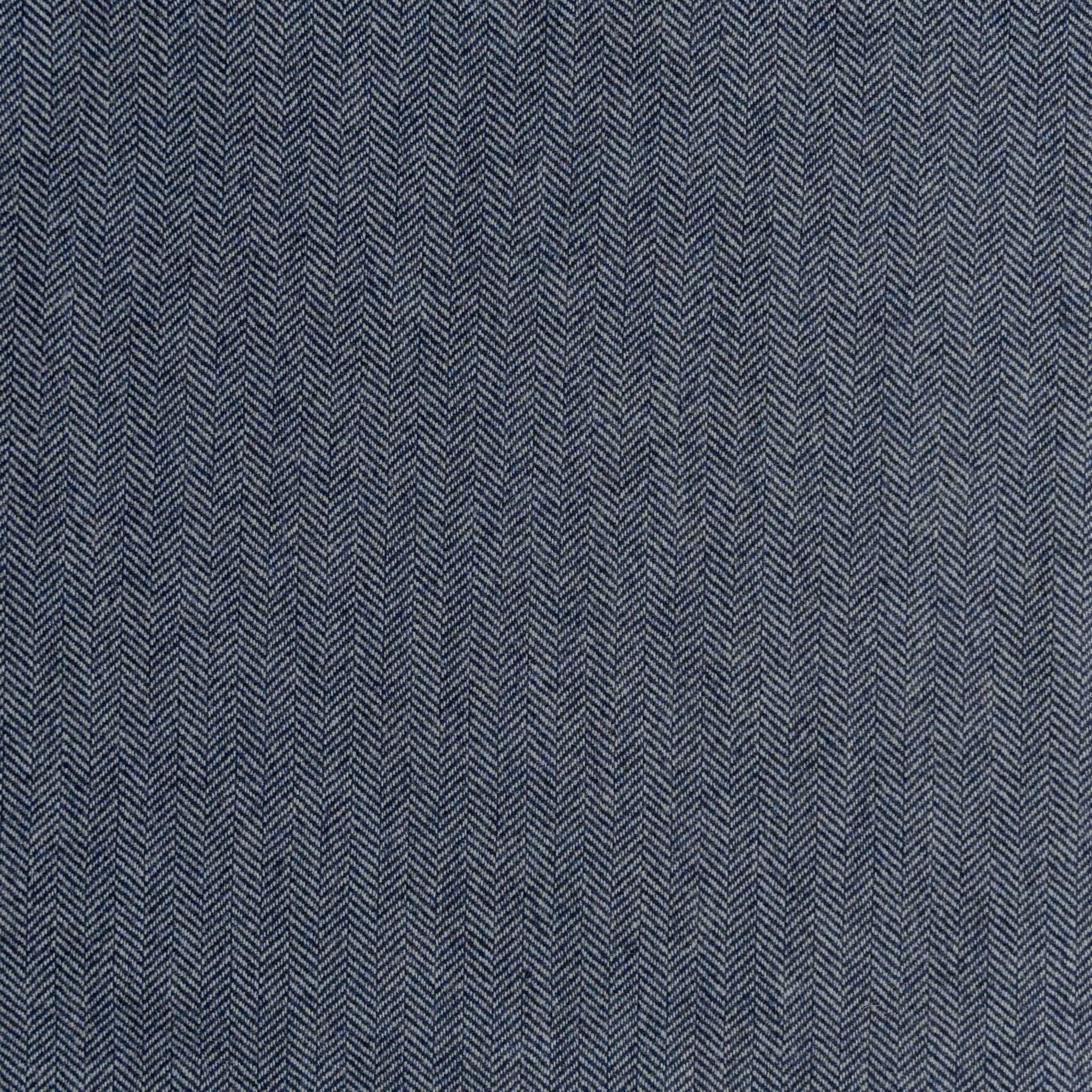 Wol | Polyester yarn dyed herringbone donkerblauw