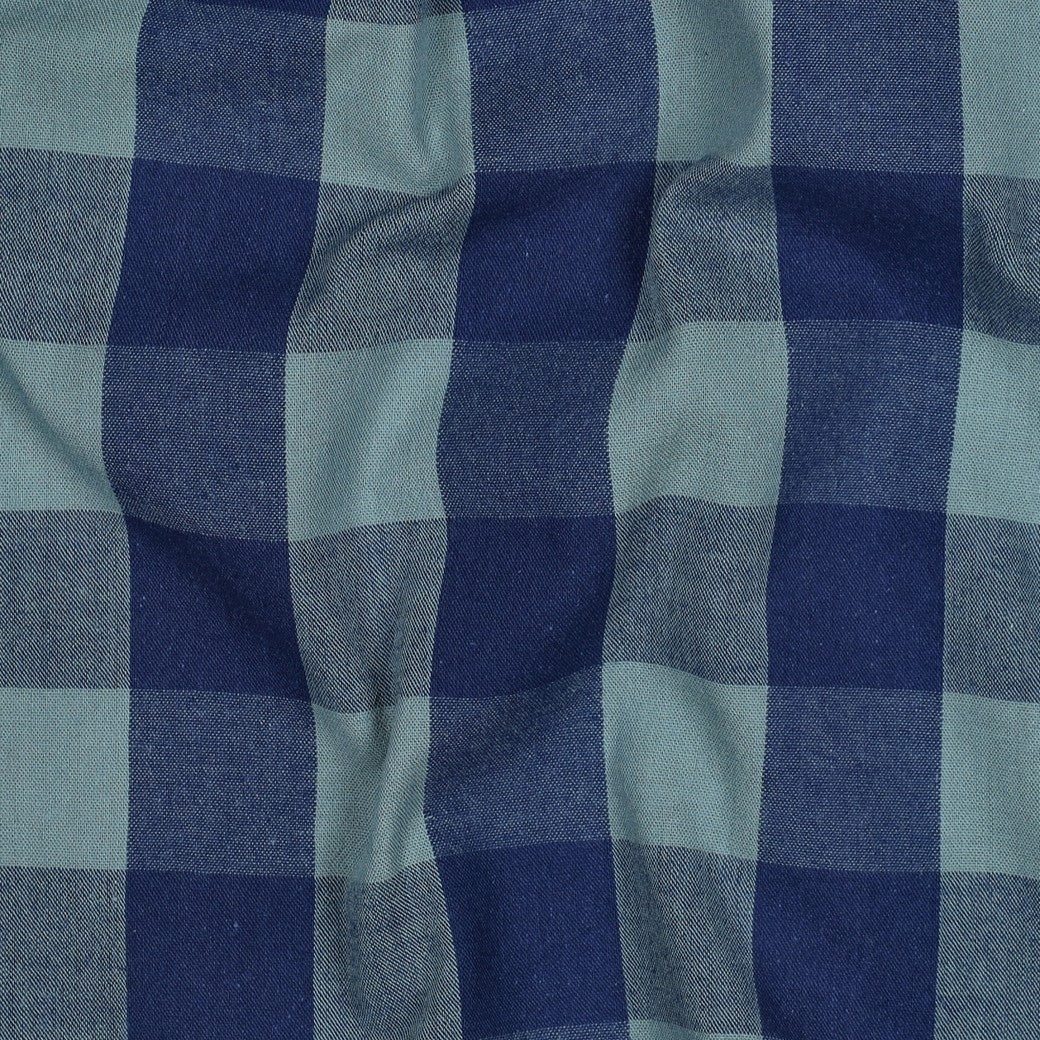 Yarn dyed katoen ruiten blauw/groen