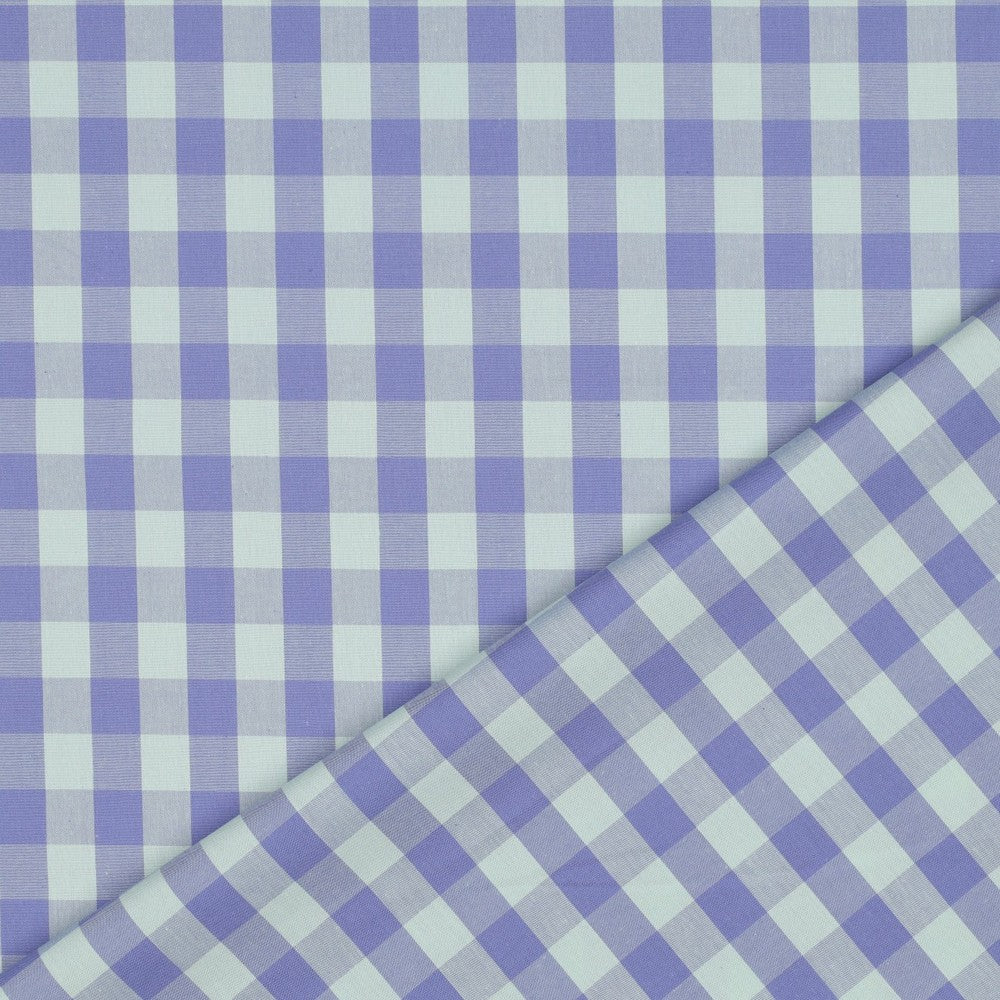 Yarn dyed katoen ruiten lavendel/groen