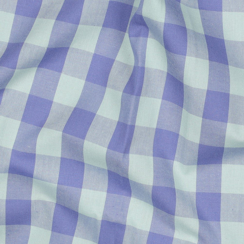 Yarn dyed katoen ruiten lavendel/groen