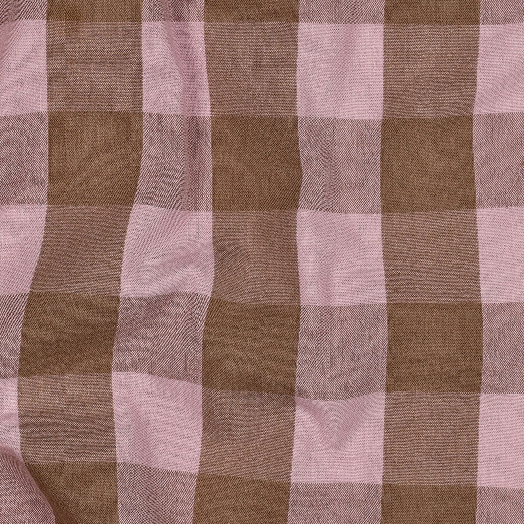 Yarn dyed katoen ruiten lichtroze/bruin