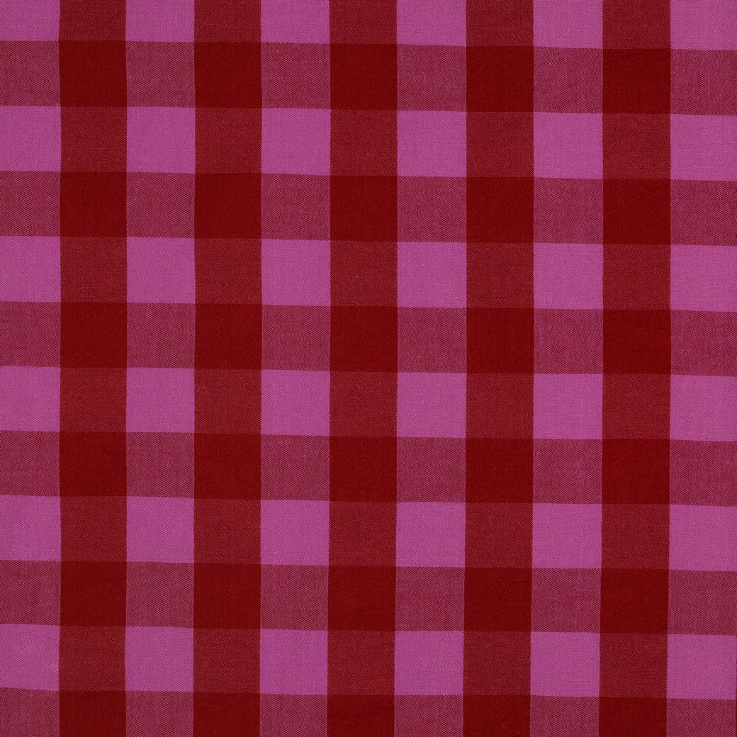 Yarn dyed katoen ruiten rood/fuchsia