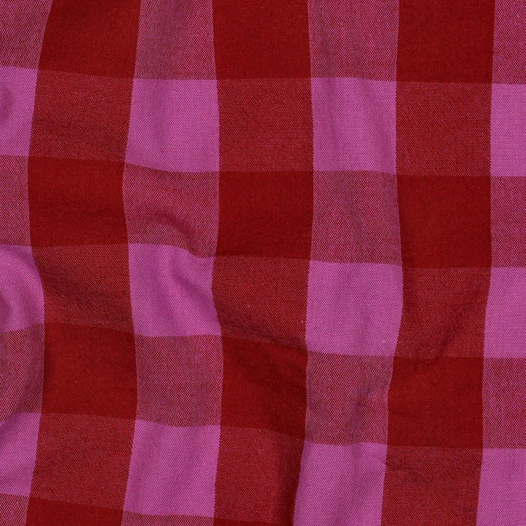 Yarn dyed katoen ruiten rood/fuchsia
