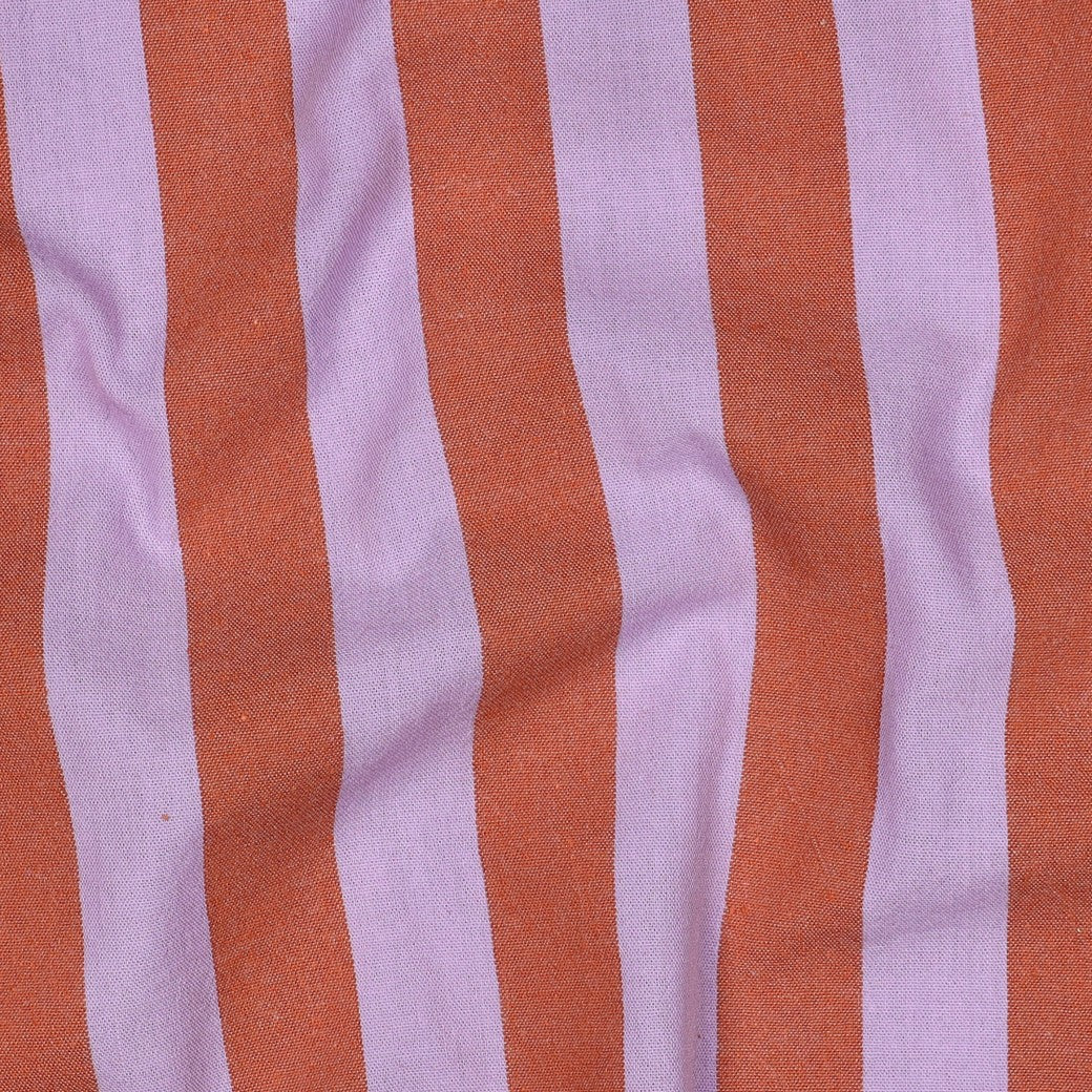 Yarn dyed katoen strepen lavendel/oranje